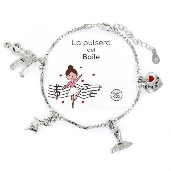 Pulsera del Baile en plata de ley con cuatro colgantes
