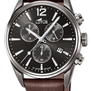 Reloj Lotus Crono Hombre Correa marrón esfera negra Rf18683/1