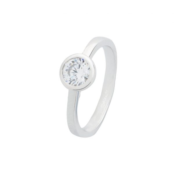 Anillo solitario Itemporality plata con circonita de 4.5mm engastada en bisel SRN-101-085