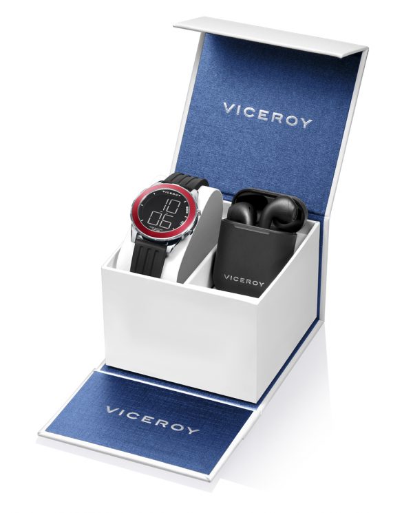 Pack Niño Reloj digital correa negra bisel rojo+Auriculares inalámbricos 401235-50