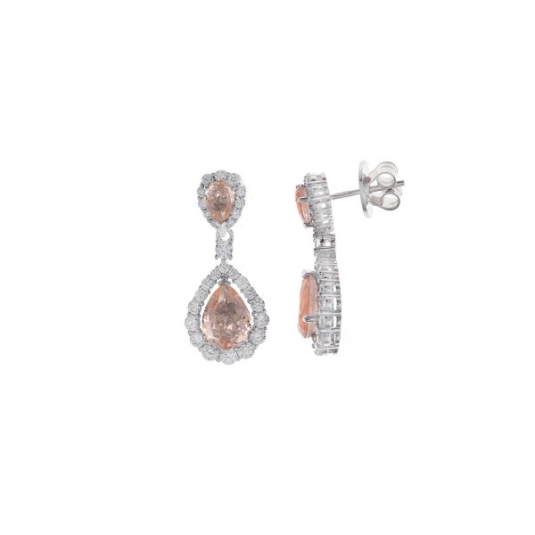 PENDIENTES Salvatore PLATA RODIO CRISTAL MORGANITA PERAS CIRCONITAS	 112A0276
