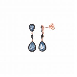 PENDIENTES Salvatore PLATA CHAPADO ROSA CIRCONITA AQUA ESPINELA Negra 136A0530