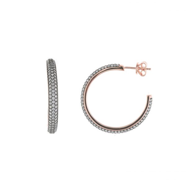 PENDIENTES Salvatore PLATA CHAPADO ROSA ARO CIRCONITAS BLANCAS	211A0096