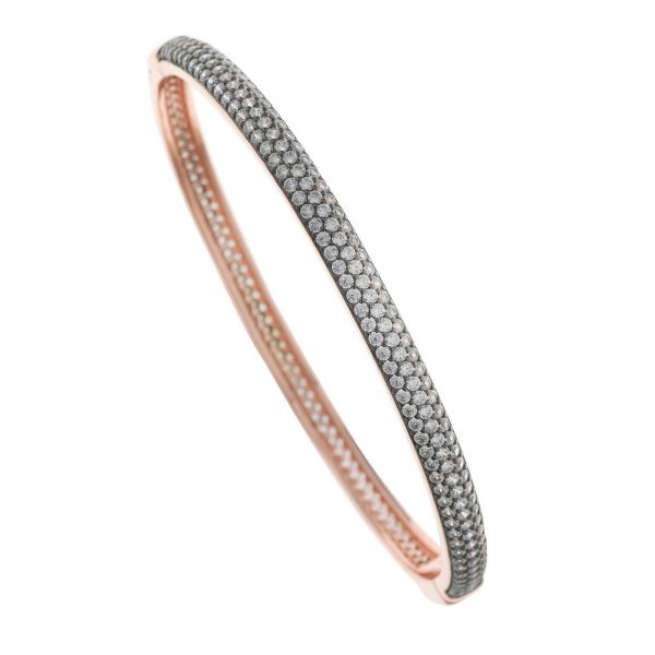 PULSERA CAÑA Salvatore PLATA CHAPADO ROSA CIRCONITAS BLANCAS 211P0021