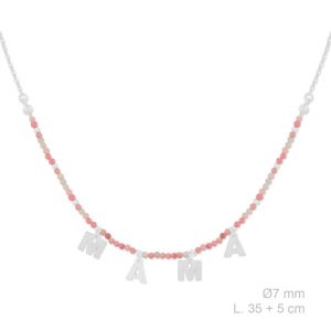 Gargantilla Mamá plata de ley y piedras rosas 175958