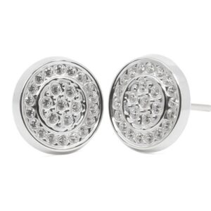 Pendientes Eles mujer redondo cuajo circonitas 9.3mm Oro Blanco 18 K 41B 4233