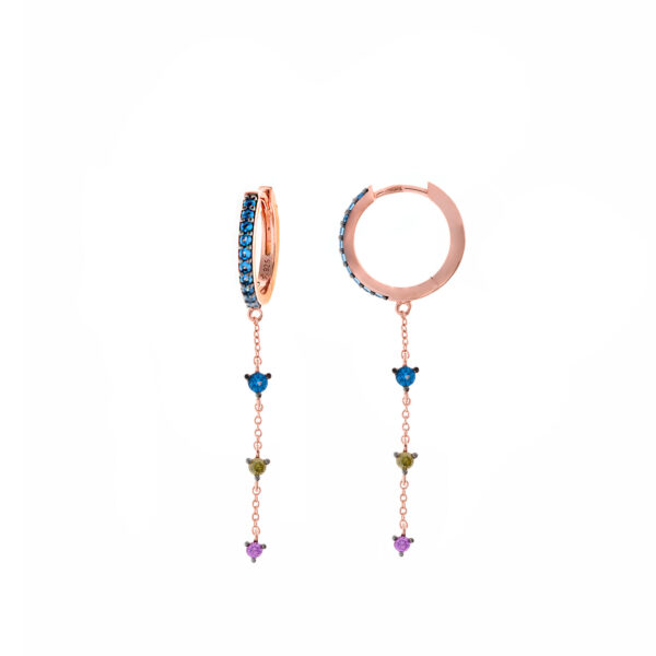 PENDIENTES Salvatore PLATA CHAPADO ROSA ARO CIRCONITAS en cadena 136A0517