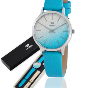 Reloj Marea Mujer Esfera color azul purpurina y dos correas de piel B41320/2