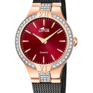 Reloj Lotus Mujer Malla acero gris, esfera granate y bisel con circonitas 18897/1