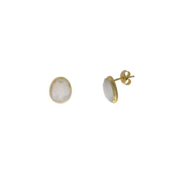 PENDIENTES Salvatore PLATA CHAPADO DORADO OVALO PIEDRA LUNA	163A0369