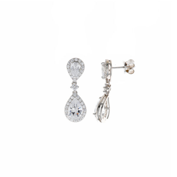 PENDIENTES Salvatore PLATA RODIO CIRCONITAS BLANCAS PERAS Y Redondas 112A0293