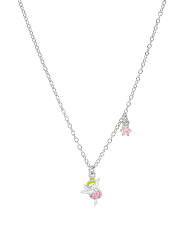 Collar Marea Girls Bailarina Plata y esmalte rosa y amarillo y circonita rosa light D03007/AJ