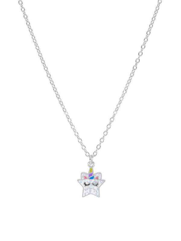 Collar Marea Girls Unicornio estrella en plata con esmalte multicolor D03007/AO