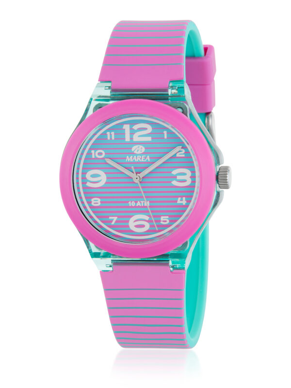 Reloj Marea Mujer Silicona color rosa y turquesa y bisel color rosa B35355/8