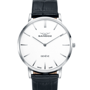 Reloj Sandoz Hombre Classic&Slim Esfera blanca y correa negra 81429-07