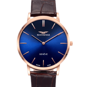 Reloj Sandoz Hombre Classic&Slim Esfera azul cobalto y correa piel marrón 81429-37