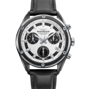 Reloj Sandoz Hombre Sportif Crono Esfera blanca/subesferas negras correa negra 81513-07