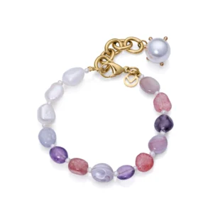 Pulsera Viceroy Chic de acero en Ip dorado con piedras moradas y perlas REF: 14042P01019