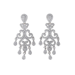 PENDIENTES Salvatore PLATA RODIO FILIGRANA CIRCONITAS BLANCAS BRILLANTES 112A0302