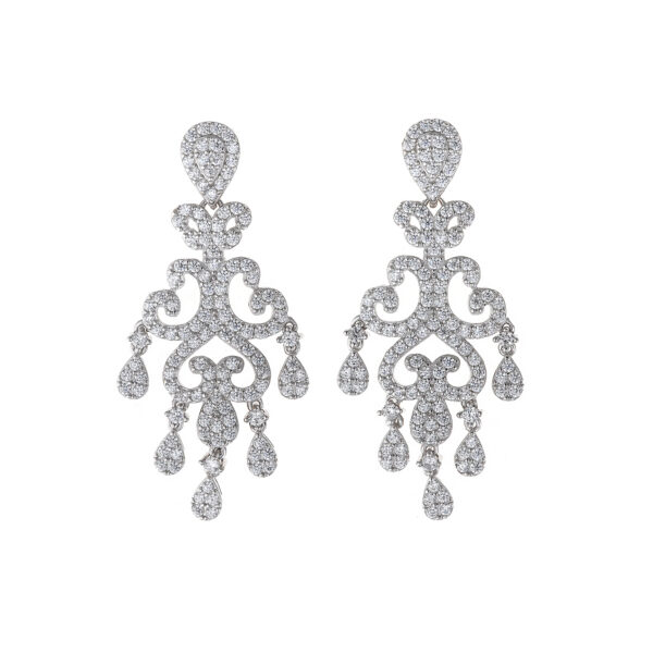 PENDIENTES Salvatore PLATA RODIO FILIGRANA CIRCONITAS BLANCAS BRILLANTES 112A0302