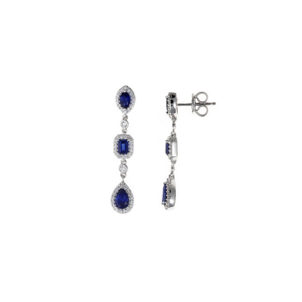 PENDIENTES Salvatore Largos PLATA CIRCONITA ZAFIRO OVALO RECTANGULO 136A0663