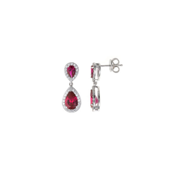 PENDIENTES Salvatore PLATA RODIO DOS CIRCONITAS RUBI PERA 136A0675