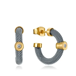 Pendientes Viceroy de acero con IP dorado y dos diamantes 6482E01000