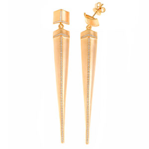 PENDIENTES Salvatore PLATA largo CHAPADO DORADO PINCHO SATINADO CIRCONITAS 256A0095