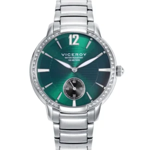 Reloj Viceroy de Mujer Chic caja y brazalete en acero esfera verde y bisel circonitas  401204-65