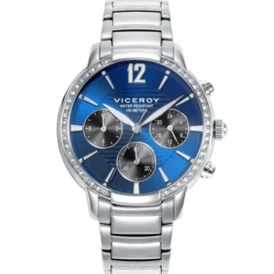 Reloj Viceroy de Mujer multifunción de acero con circonitas y esfera azul 401208-35