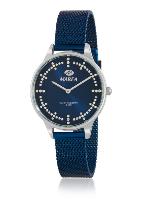 Reloj Marea Mujer Malla acero azul y esfera azul con índices de pedrería B54233/3