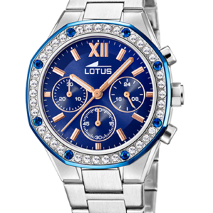 Reloj Lotus Mujer Armys acero Esfera azul y bisel con circonitas transparentes y azules 18872/2