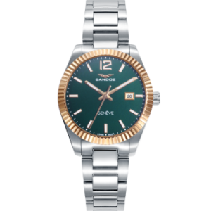 Reloj Sandoz de Mujer Esfera verde y bisel dorado 81384-65