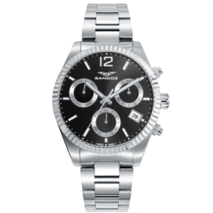 Reloj Sandoz de Hombre Cronógrafo esfera negra con detalles en color plata 81527-55