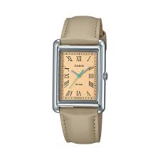 Reloj Casio Timeless Collection Mujer esfera rectangular/correa piel beige LTP-B165L-5BVEF