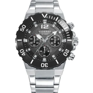 Reloj Viceroy caja de acero con bisel Ip negro rotatorio y brazalete de acero 45007-55