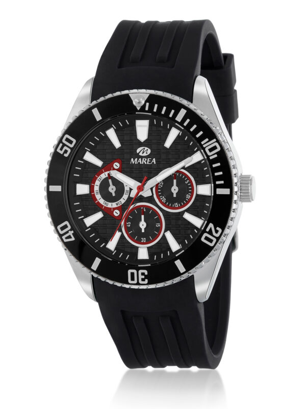 Reloj Marea Hombre Esfera negra con detalles en rojo y correa caucho negro B41394/1
