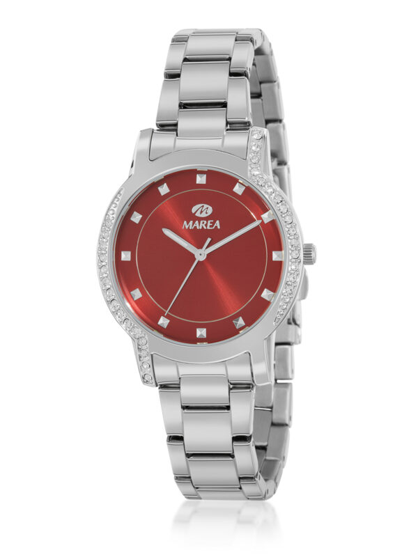 Reloj Marea Mujer Acero Esfera roja bisel con circonitas B54259/3
