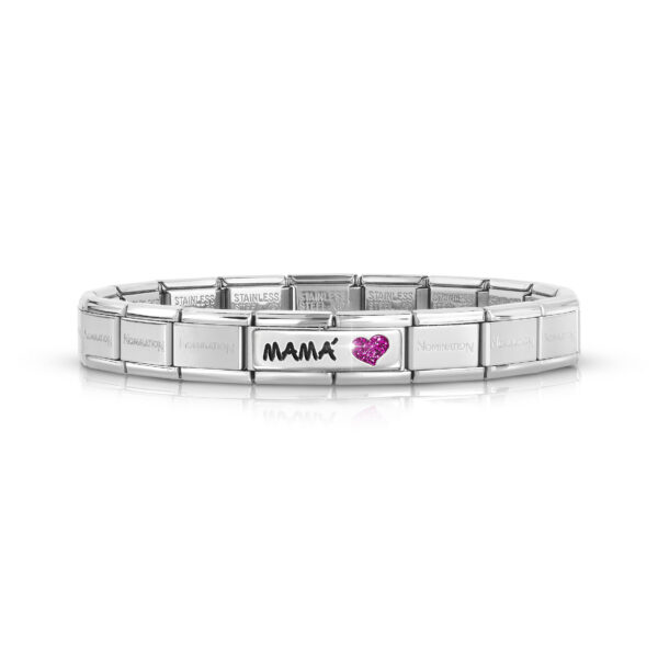 Pulsera Nomination "Mamá" Corazón fucsia