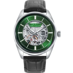Reloj Viceroy acero con cristal zafiro 10 atm y correa de piel negra con movimiento automático  401407-67
