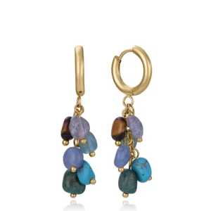 Pendientes Viceroy de mujer de acero Ip dorado con cadena y piedras naturales 14276E01016