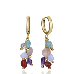 Pendientes Viceroy de mujer de acero Ip dorado con cadena y piedras naturales 14276E01019
