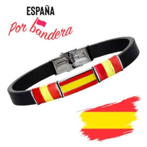 Pulsera de caballero acero Por bandera España