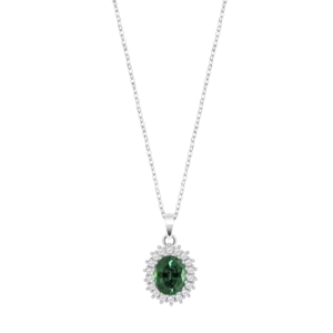 COLLAR LOTUS SILVER LP3459-1/3 PLATA Piedra verde