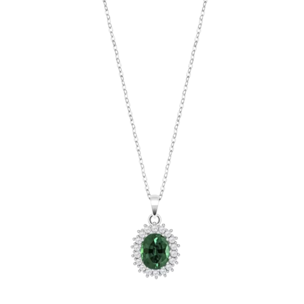 COLLAR LOTUS SILVER LP3459-1/3 PLATA Piedra verde