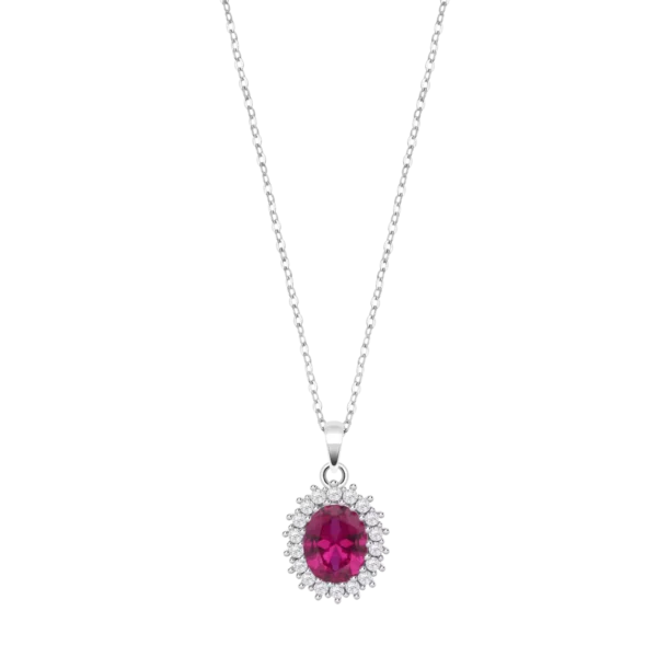 COLLAR LOTUS SILVER LP3459-1/4 PLATA Piedra color rubí