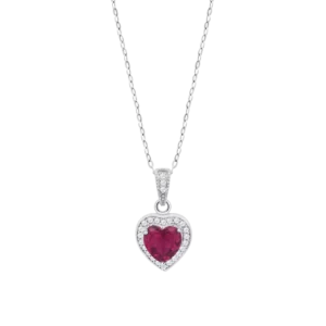 COLLAR LOTUS SILVER COLORS Corazón rubí LP3784-1/3 PLATA