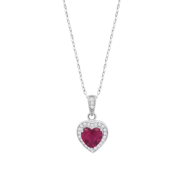 COLLAR LOTUS SILVER COLORS Corazón rubí LP3784-1/3 PLATA