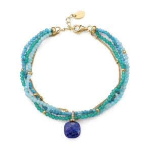 Pulsera Viceroy de mujer en plata de primera ley con baño de oro múltiple, piedras naturales verdes y azules y circonitas blancas 13270P100-42