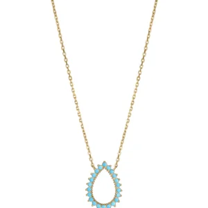 Collar Viceroy de plata de primera ley con baño de oro y aro colgante en forma de gota con circonitas turquesas  2367C100-33